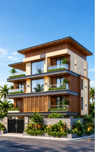 Contemporary luxury house elevation designed by buildAhome